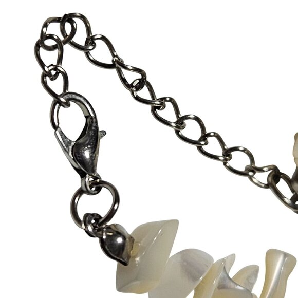 Boho White Mother Of Pearl Chip Bead Chunky Necklace Fashion Jewelry Women - Picture 3 of 5